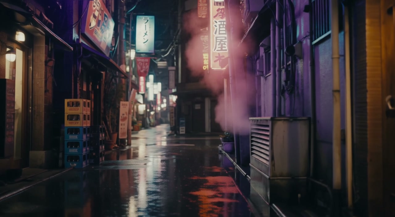 Rain-soaked Tokyo alley still generated by FLUX 3 Max