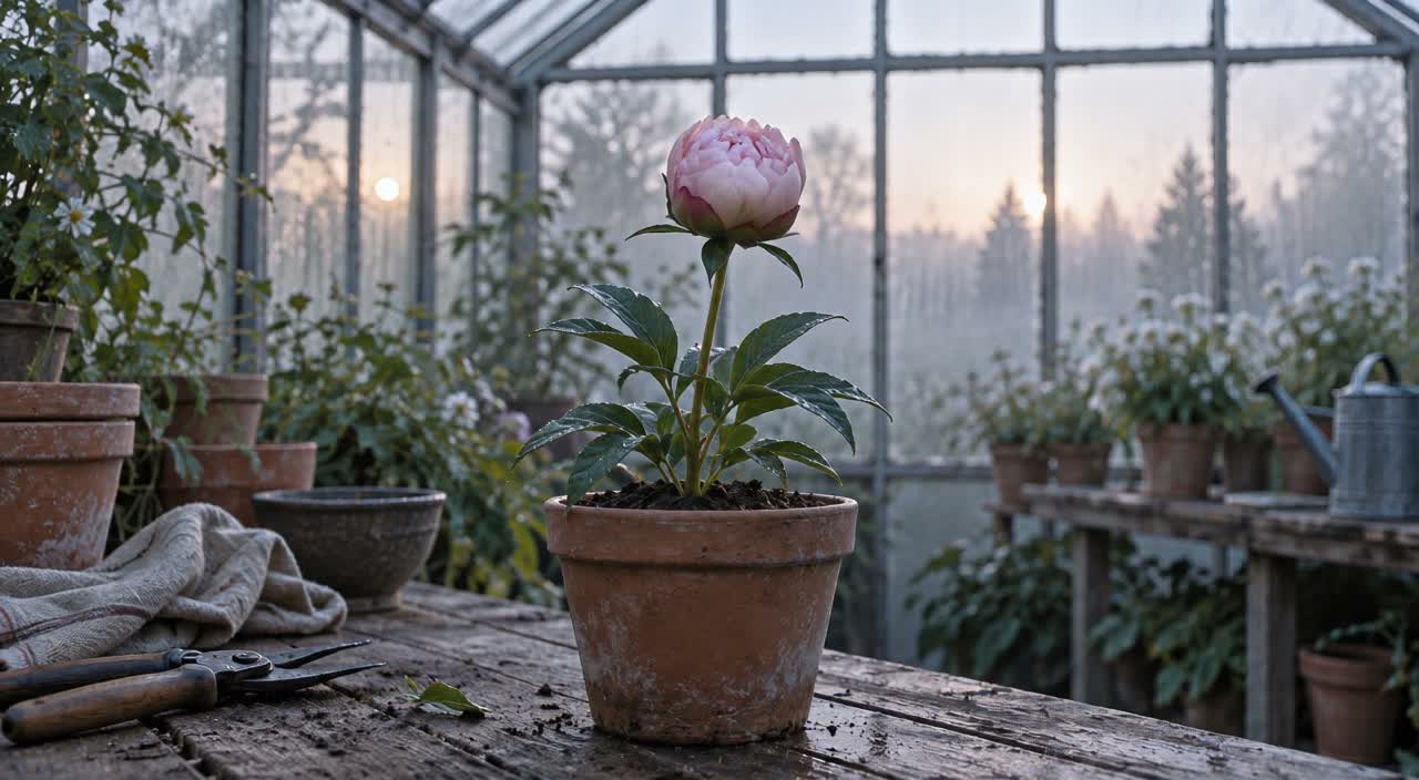 FLUX 3 Max keyframes-to-video output: a peony bud opening into full bloom in morning light