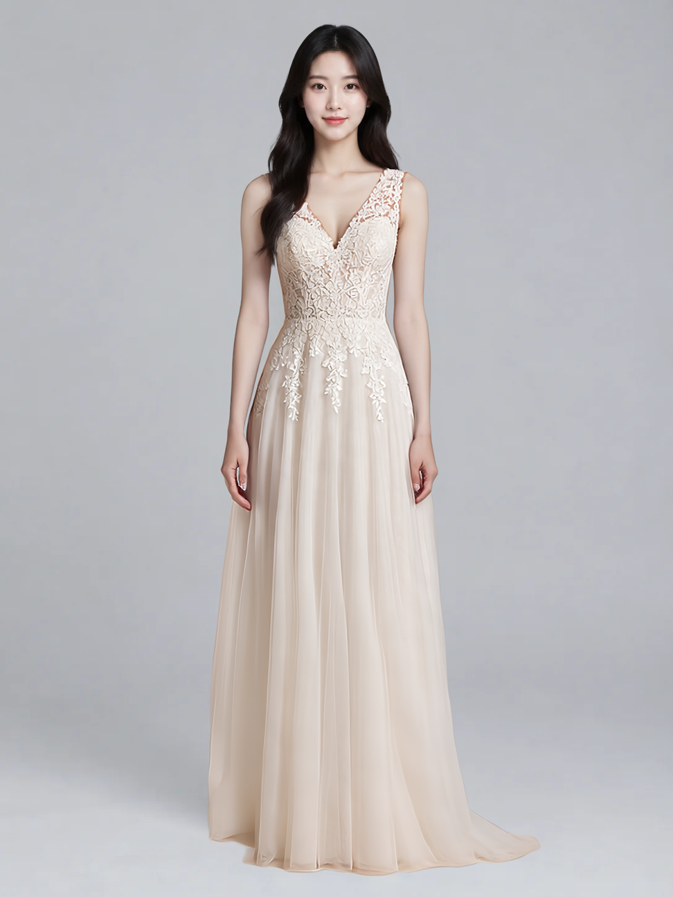 FASHN Try-On v1.6 输出:人物穿上婚纱商品图里的婚纱,输出 972 × 1296