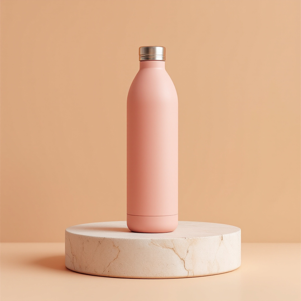 Matte coral pink water bottle, same seed and prompt with only the colour changed