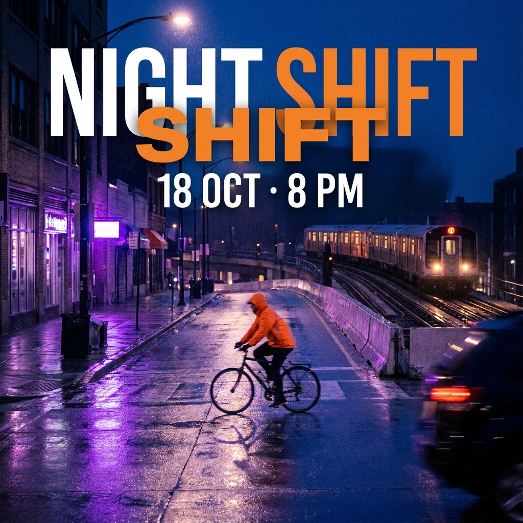 Nano Banana Pro night-festival poster with an extra SHIFT below the headline