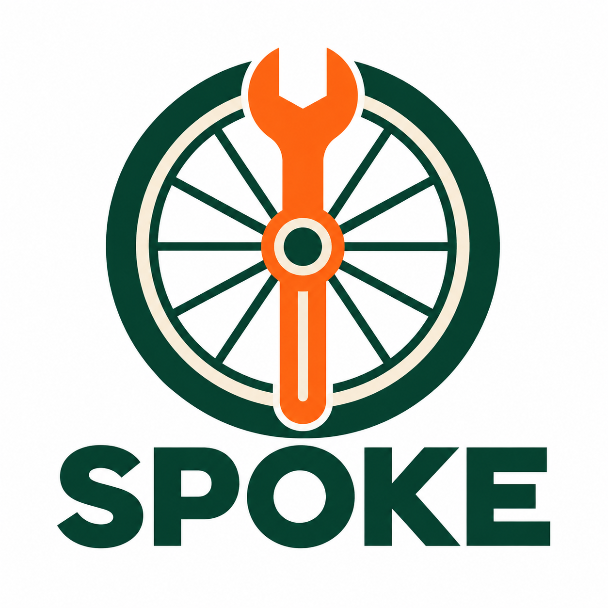 SPOKE logo generated with GPT Image 2, combining a wheel and wrench above the shop name
