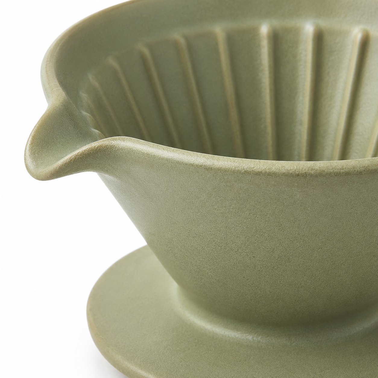 Macro detail shot of the spout and rim