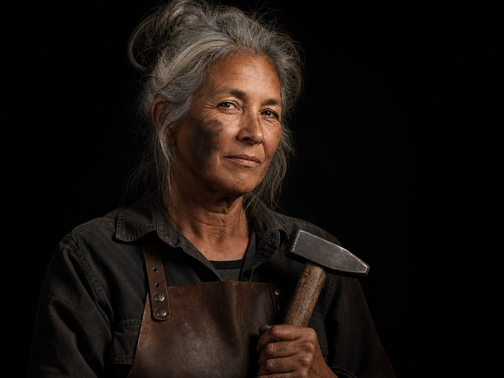 GPT Image 2 — blacksmith portrait, controlled lighting, slightly softer skin texture