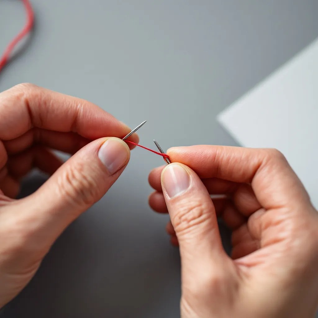 FLUX 1.1 Pro — two hands with dramatic skin texture, but two needles facing each other