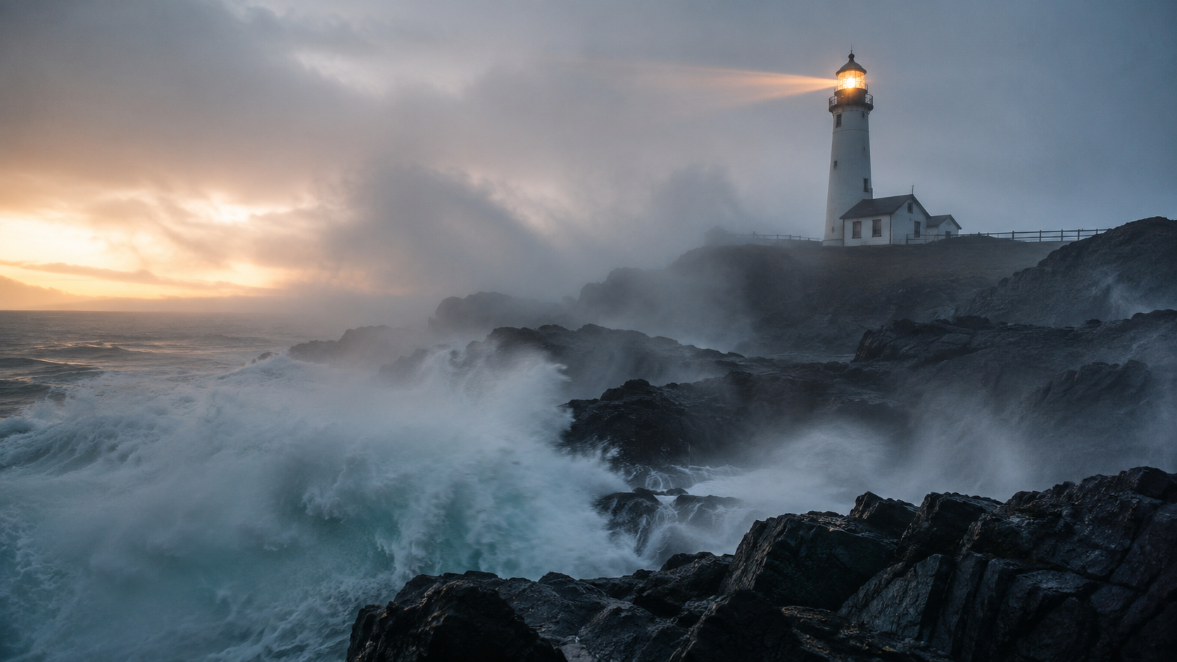 Source still: lighthouse in sea fog
