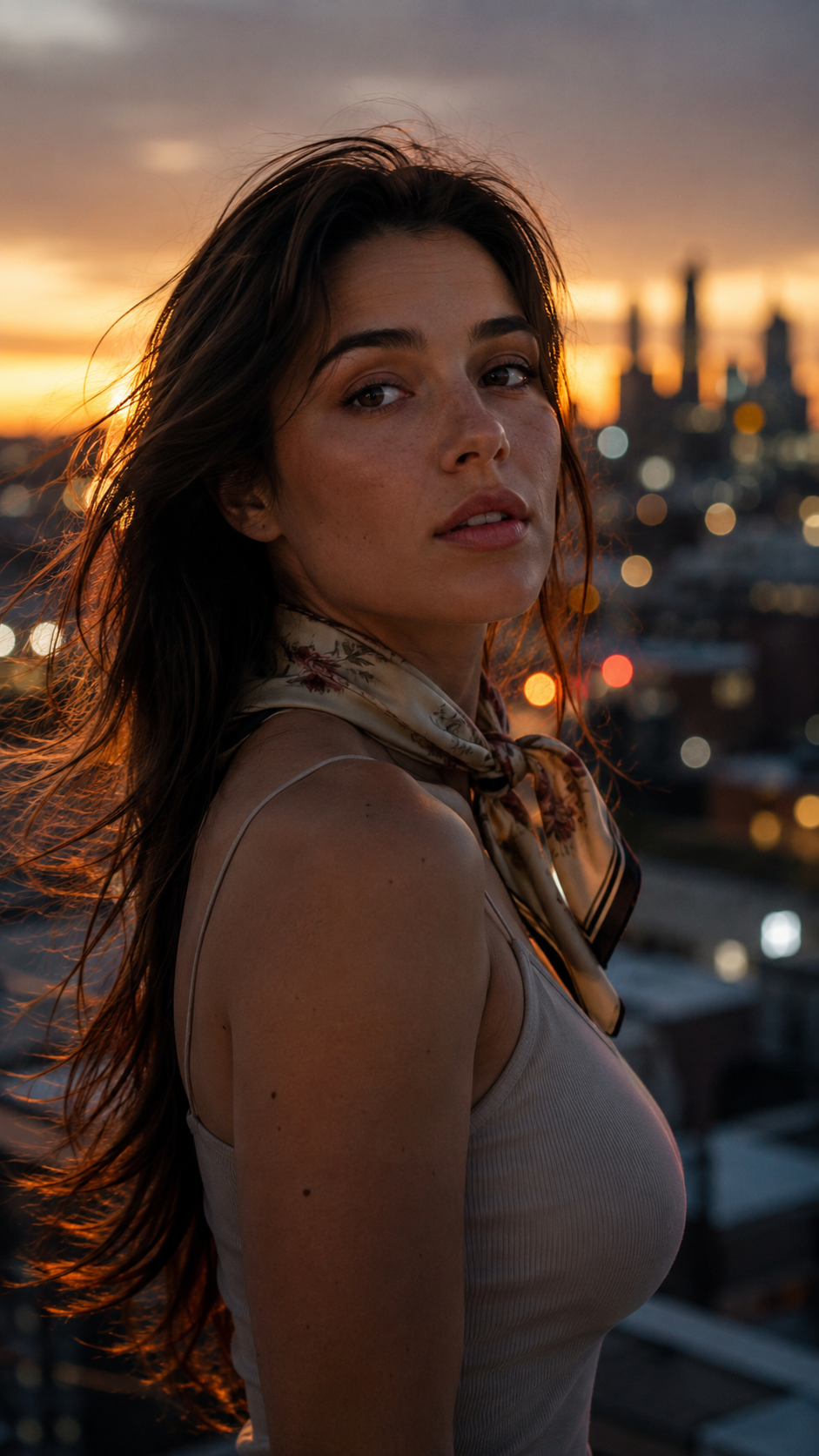 Source still: rooftop portrait at dusk