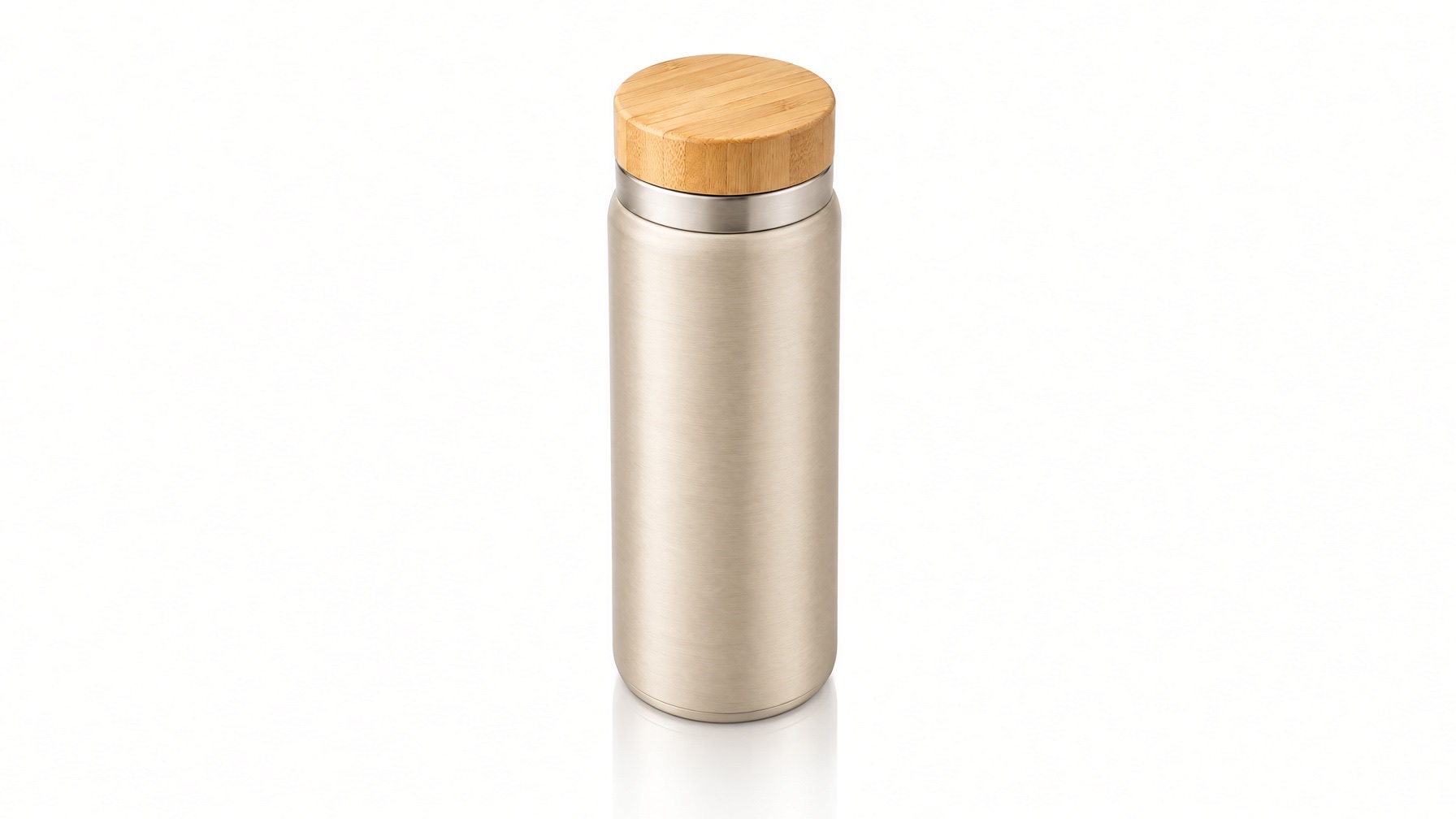 Grok Imagine extended to 16:9: the same thermos on a wider white background