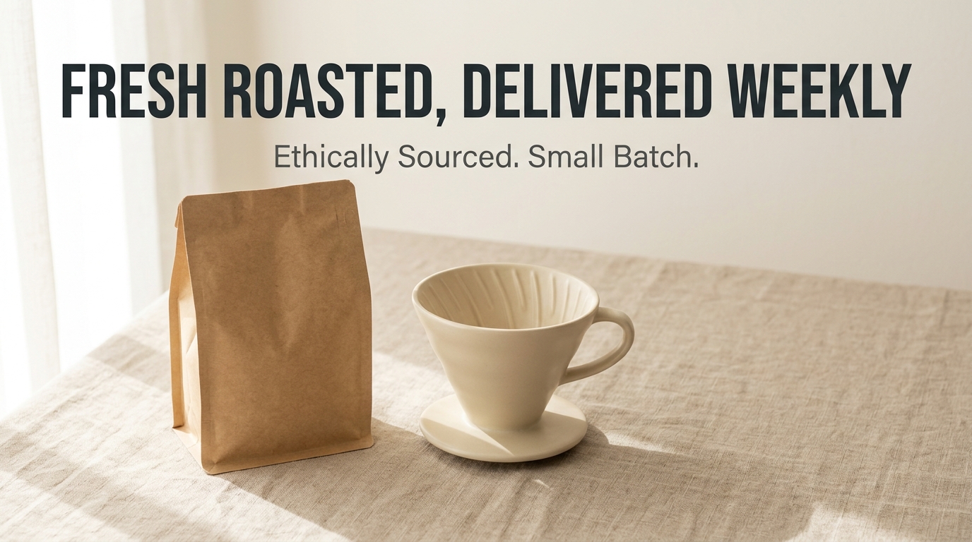 Nano Banana 2 text-to-image output: coffee subscription marketing banner with headline and subheadline text