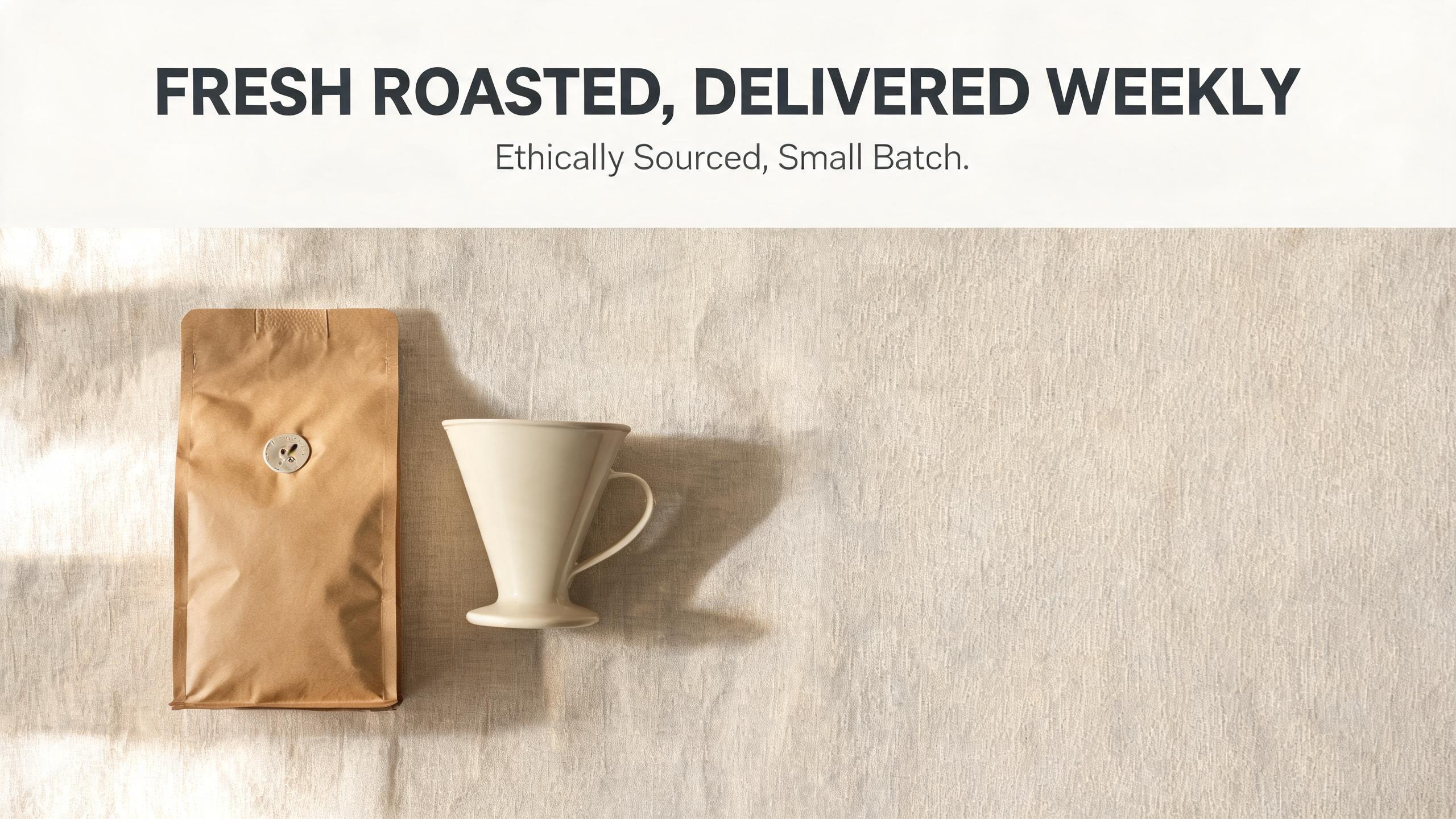 Seedream 5.0 Lite text-to-image output: coffee subscription marketing banner with headline and subheadline text