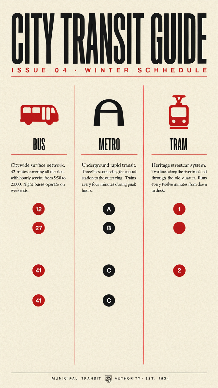 Ideogram v4.5 CITY TRANSIT GUIDE infographic at low quality, with a doubled-H typo reading WINTER SCHHEDULE in the subtitle