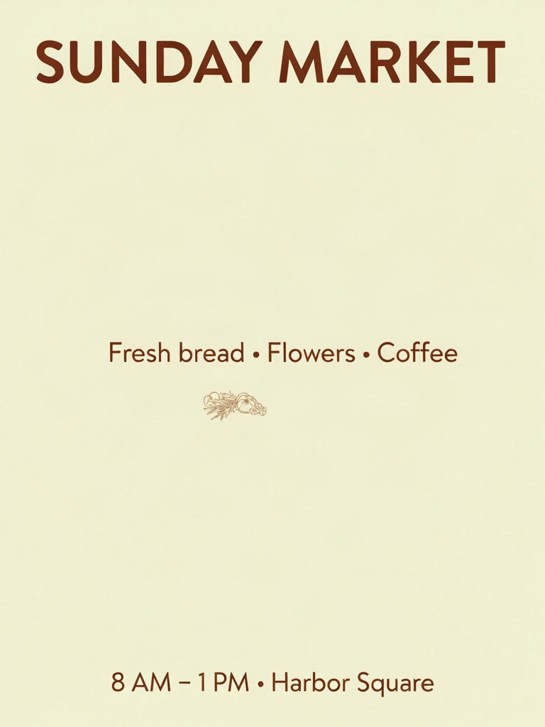 Ideogram V4 BALANCED: the same three lines of text, with the basket reduced to a tiny brown line sketch