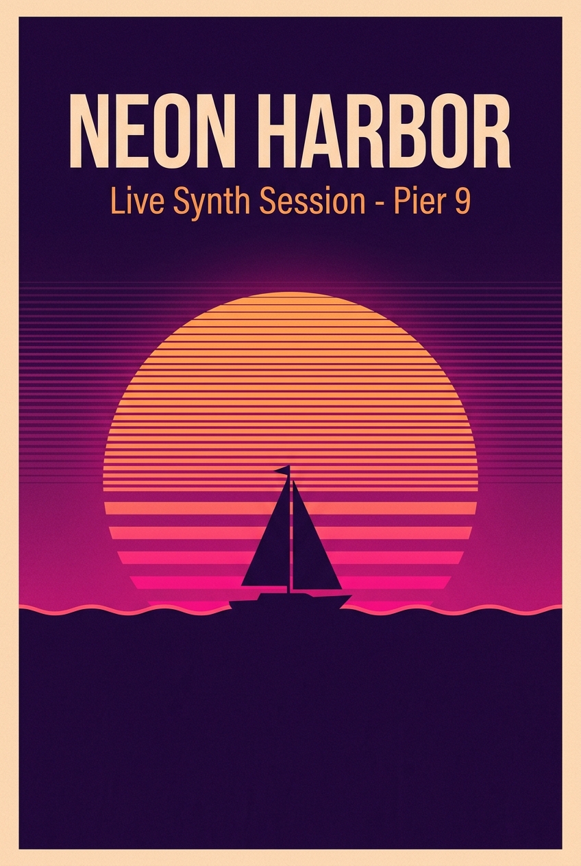 Nano Banana 2 rendering a concert poster with bold headline and subtitle text over a detailed illustration