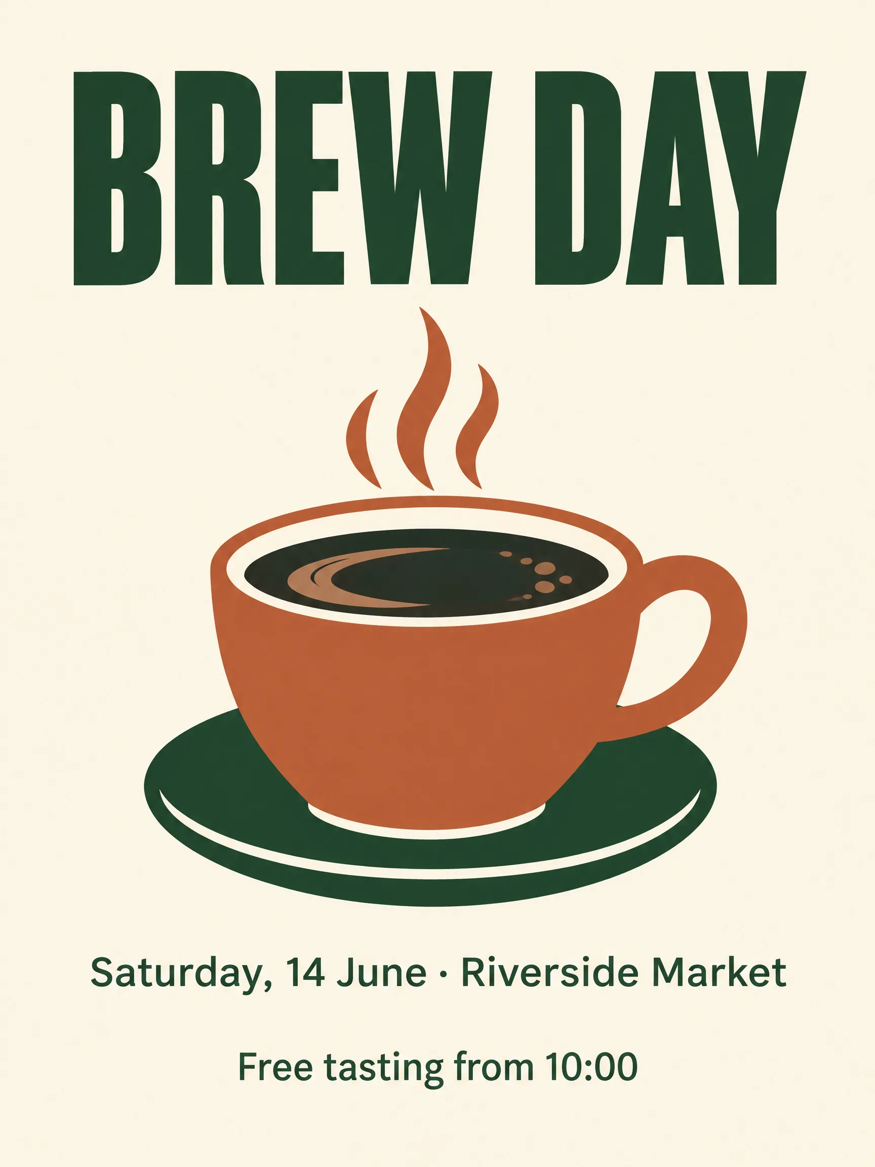 BREW DAY coffee festival poster generated by GPT Image 2.5 Sunburst from the same prompt
