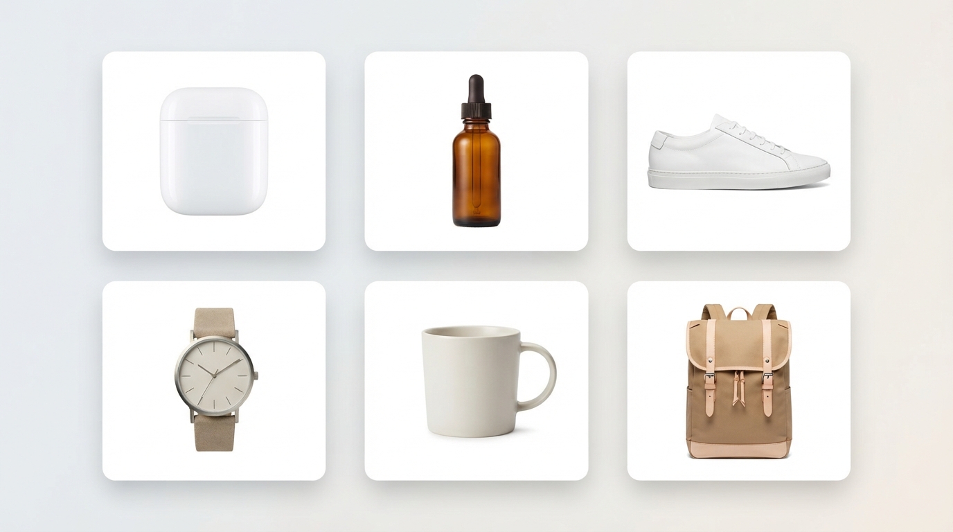 Grid of e-commerce product photos generated with Nano-Banana-2-Lite
