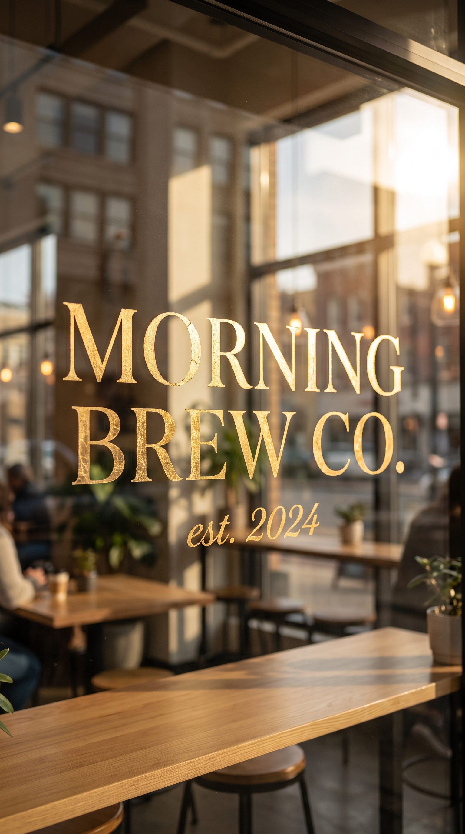 Hand-painted gold-leaf coffee shop sign reading MORNING BREW CO., generated by Nano Banana Pro
