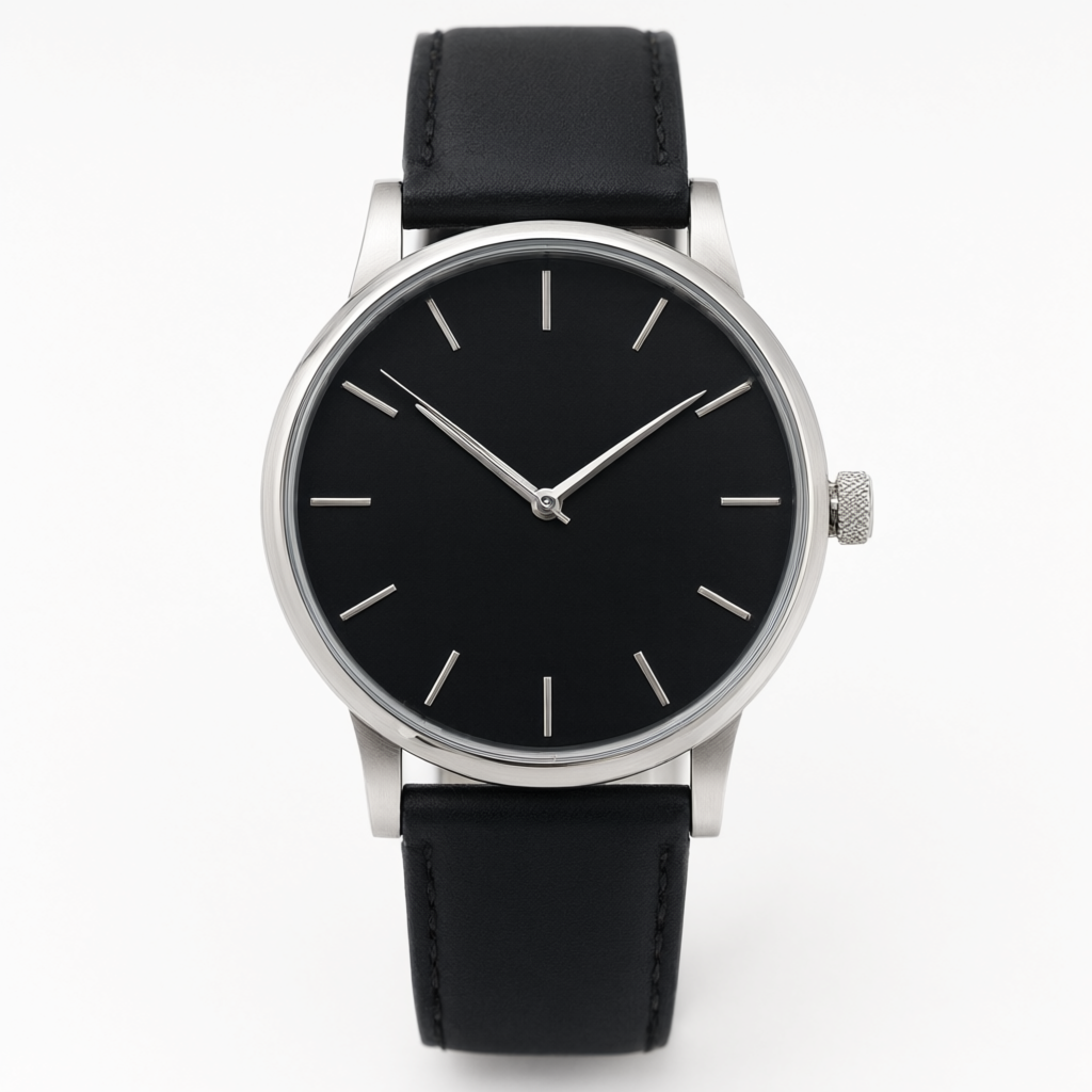 Studio product photo of a wristwatch on white background