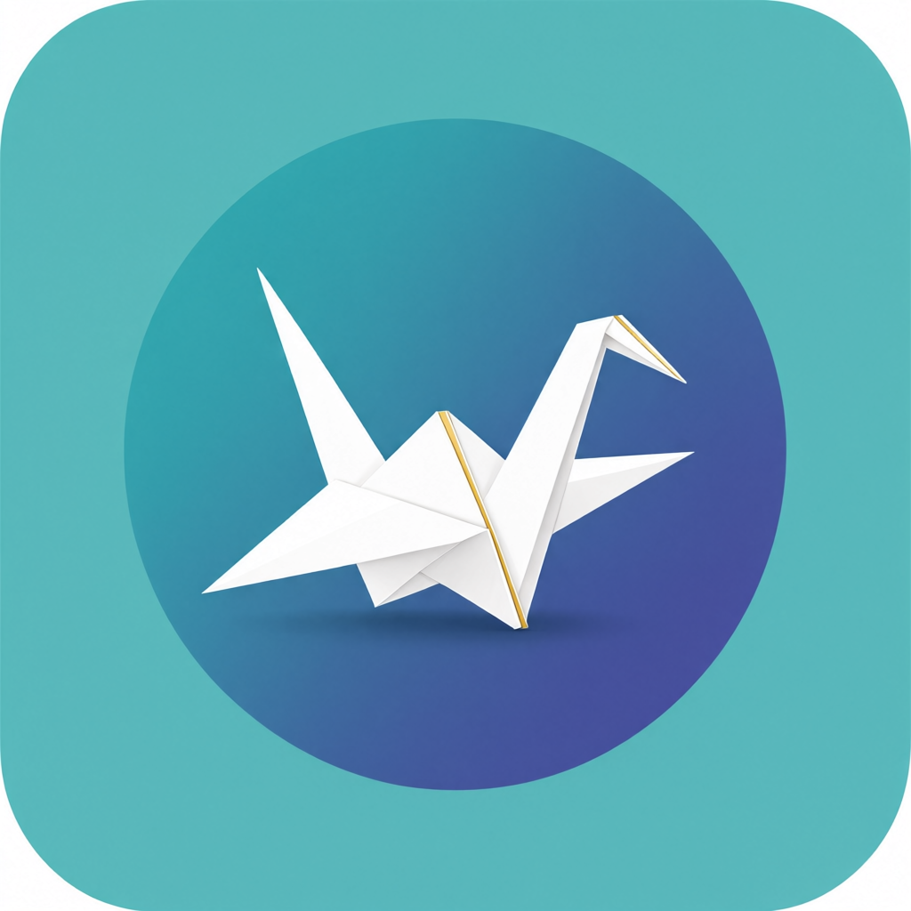 Minimalist paper crane app icon generated with qwen-image-3.0-pro/text-to-image