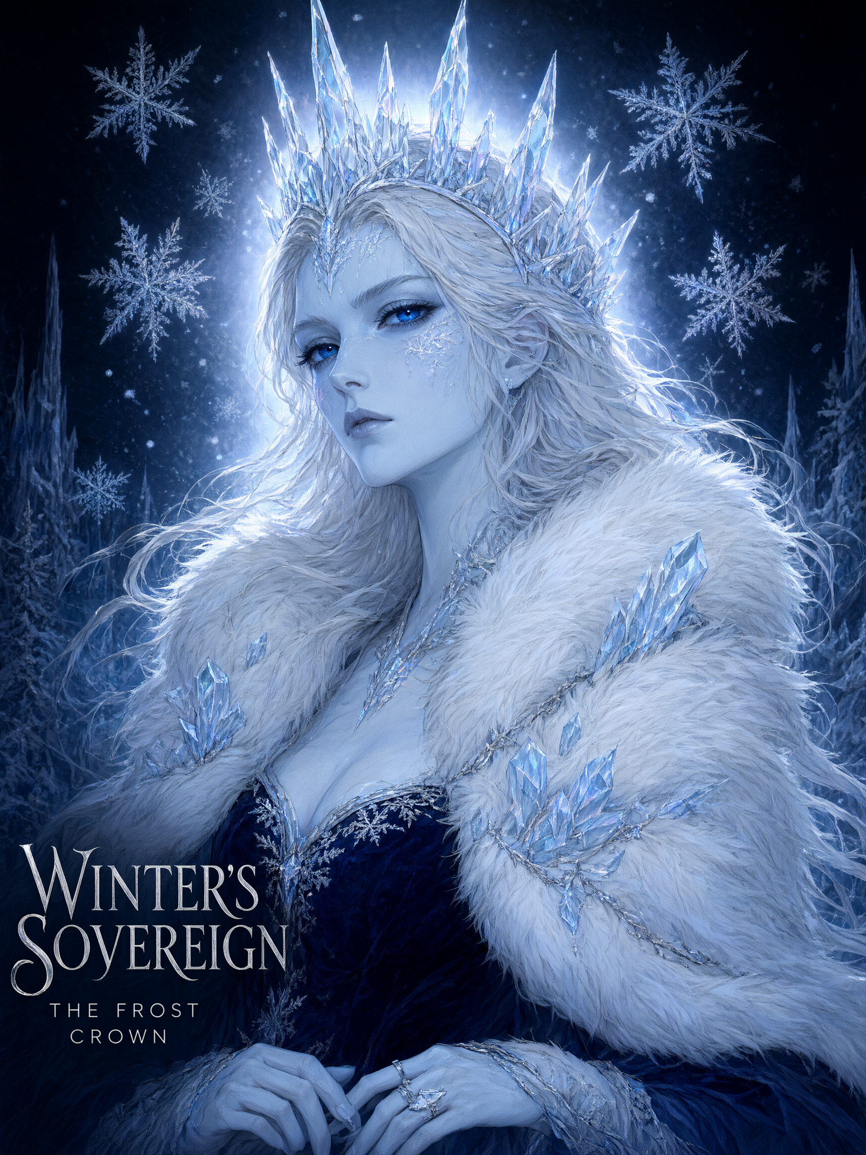 Fantasy ice queen character portrait generated with qwen-image-3.0-pro/text-to-image