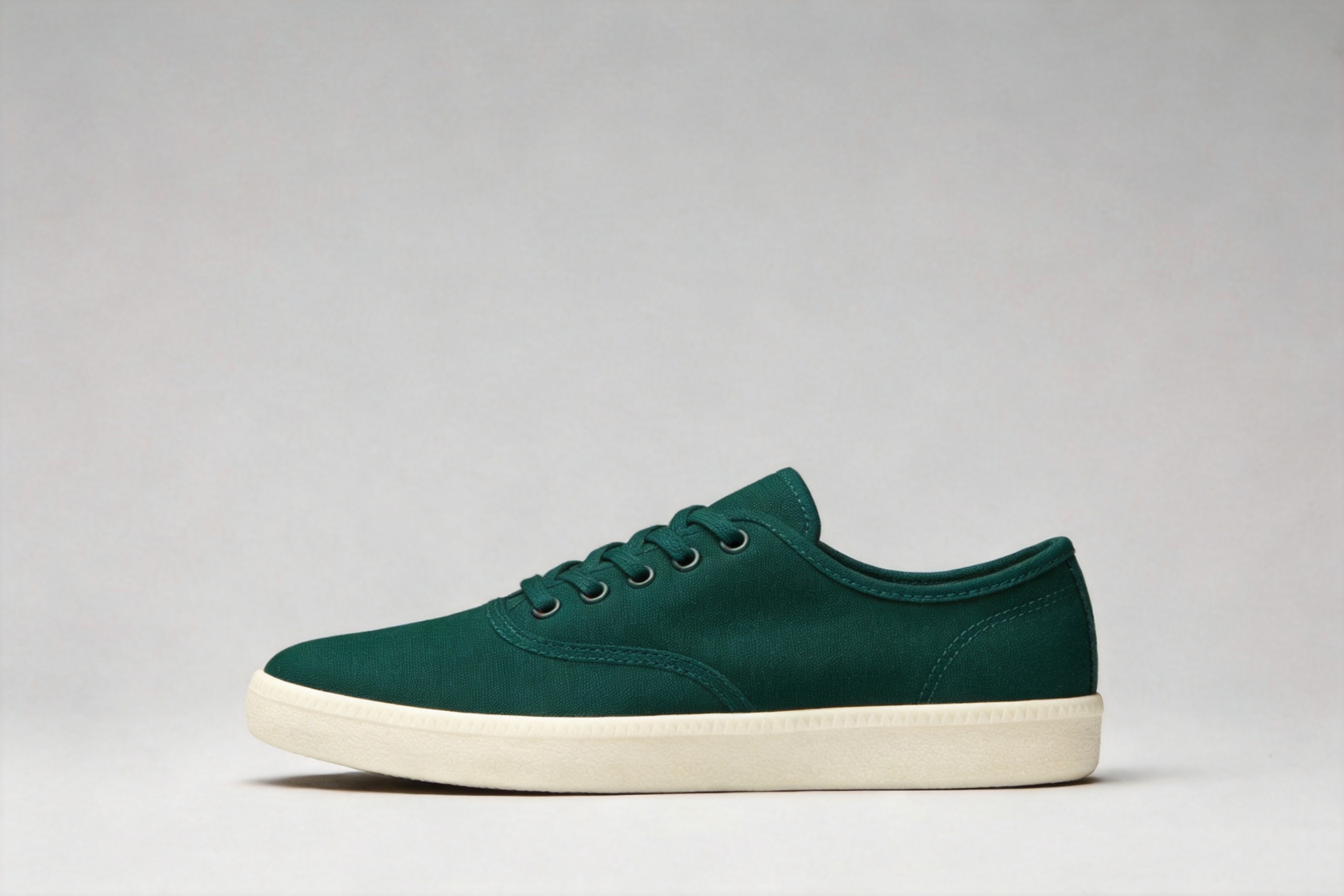 Output: same sneaker recolored to forest green, identical angle and lighting