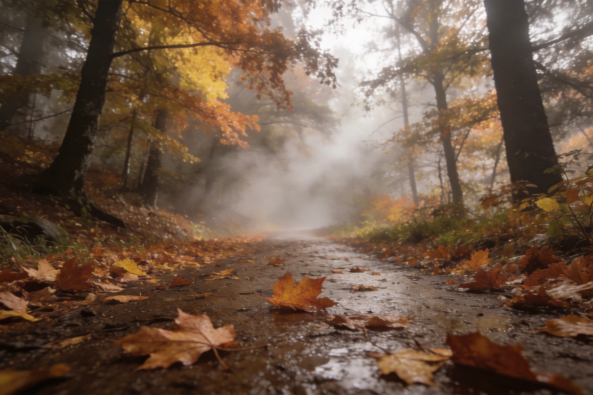 Reference 3: autumn forest trail with morning fog