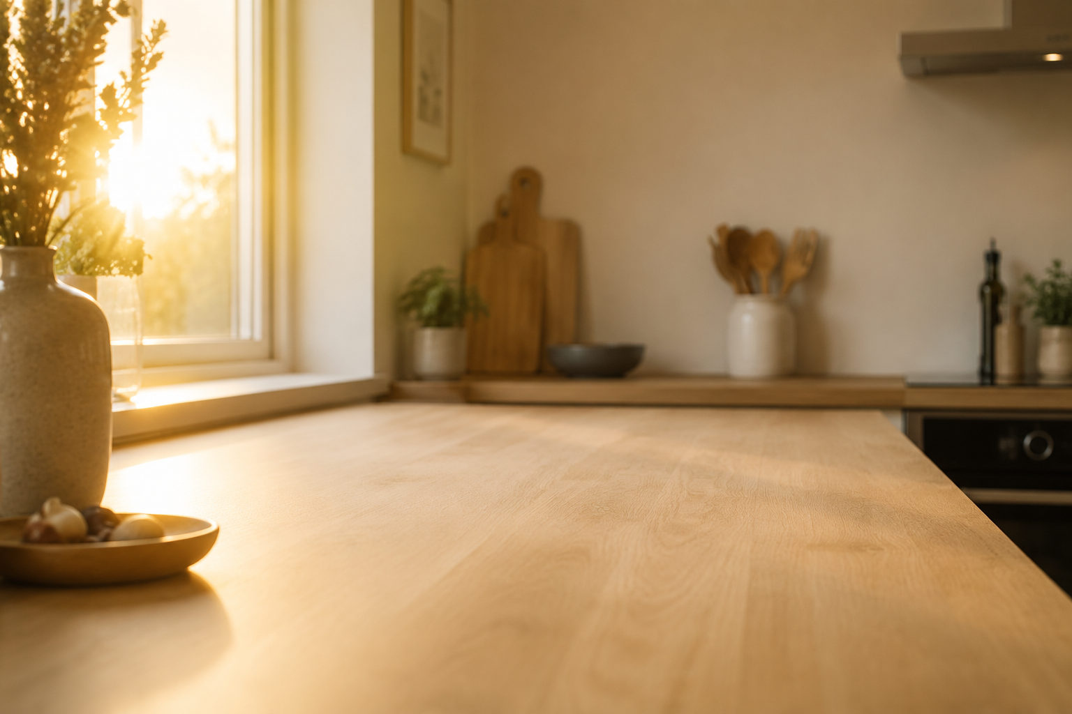 Reference: Scandinavian kitchen counter at sunrise