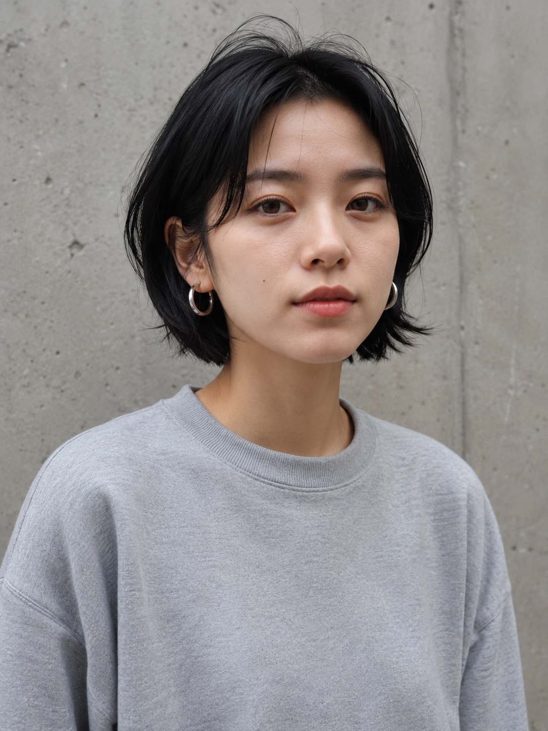 Reference: street-style portrait against a concrete wall