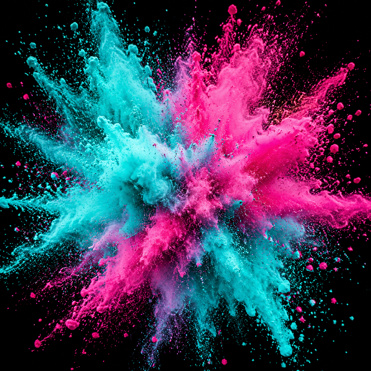 Reference 2: teal and magenta powder burst