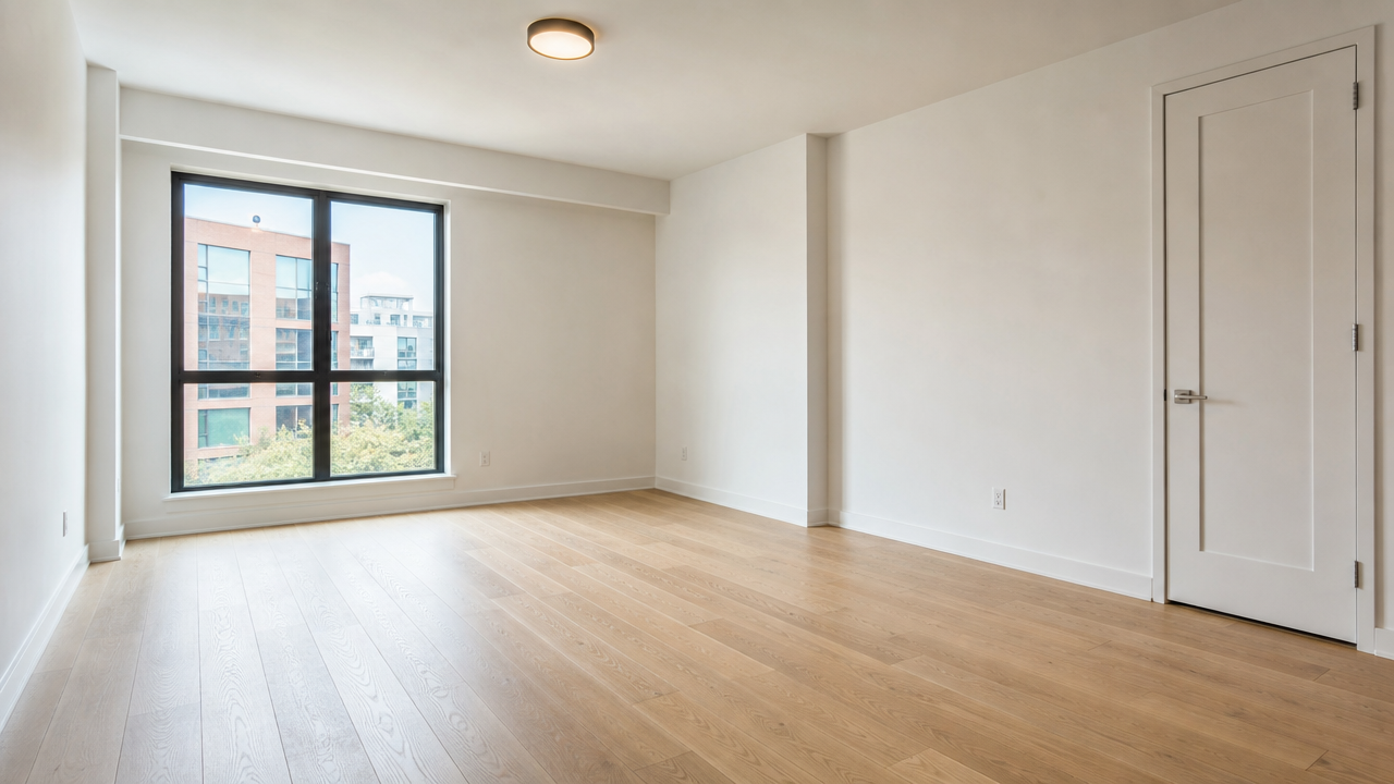 Empty living room before virtual staging