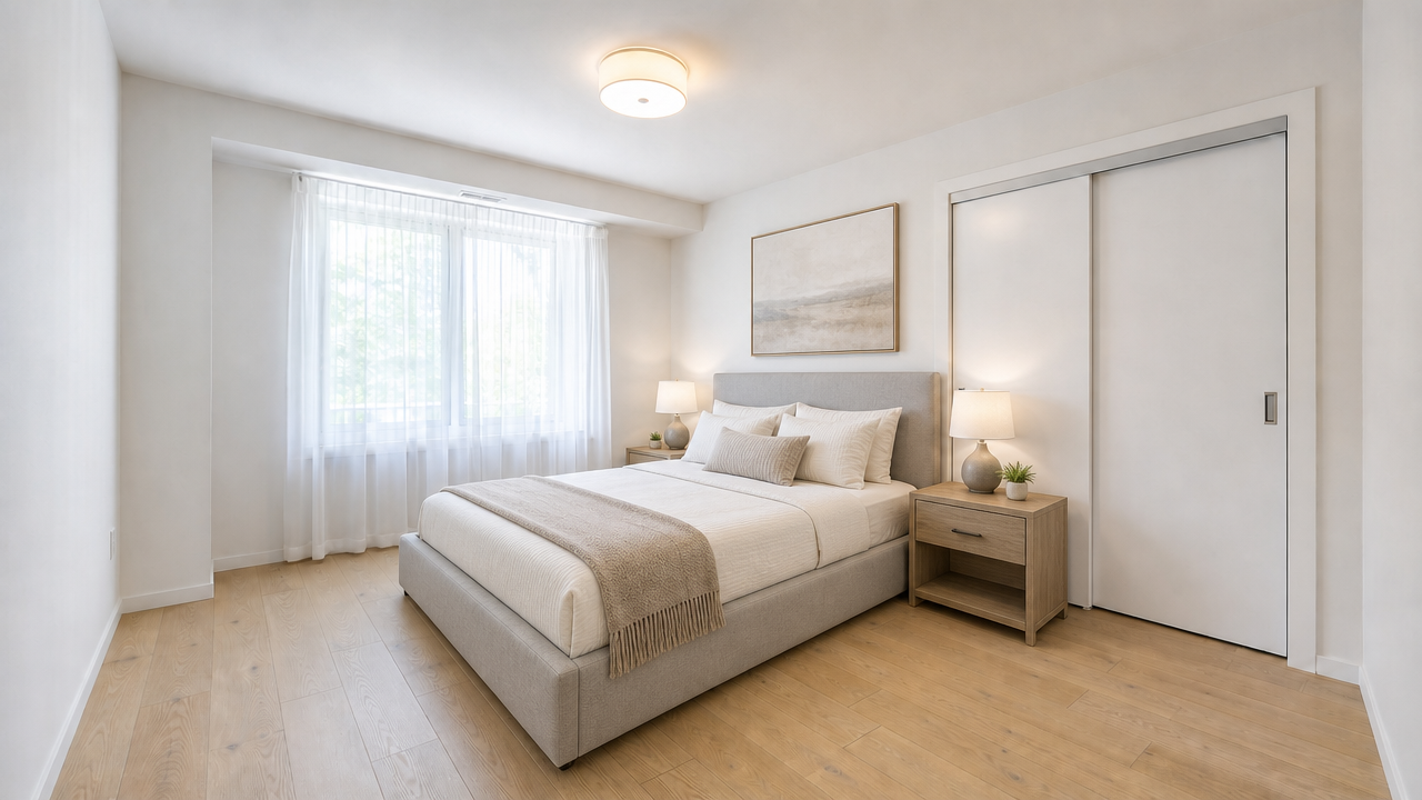 Staged bedroom after AI virtual staging