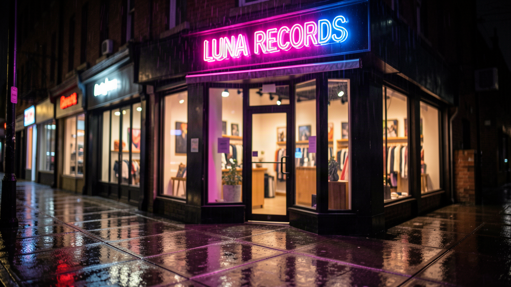 Rewrite neon text without moving the storefront · Before