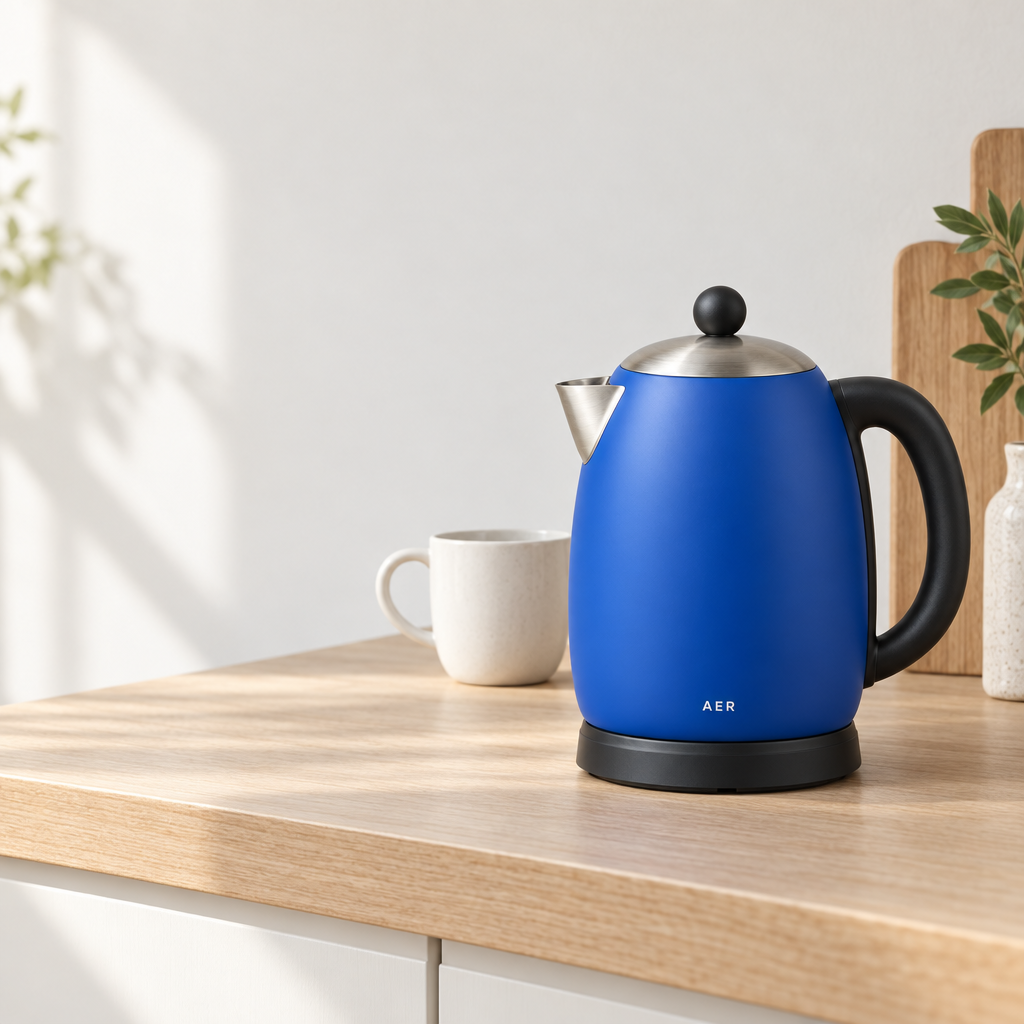 Sunburst · Blue kettle in a kitchen