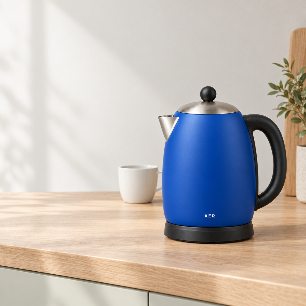 Flare · Blue kettle in a kitchen