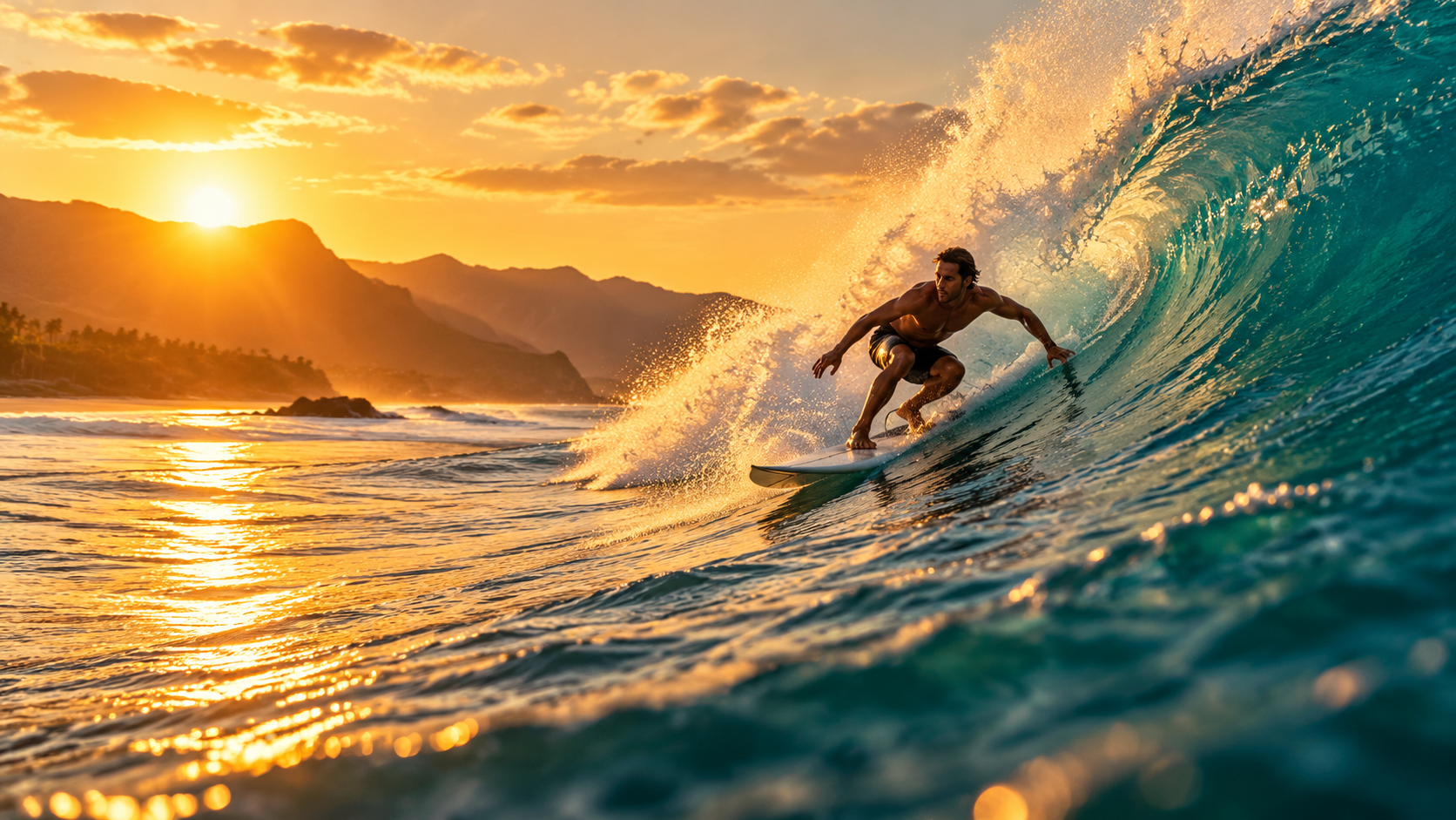 A surfer on a breaking wave First frame