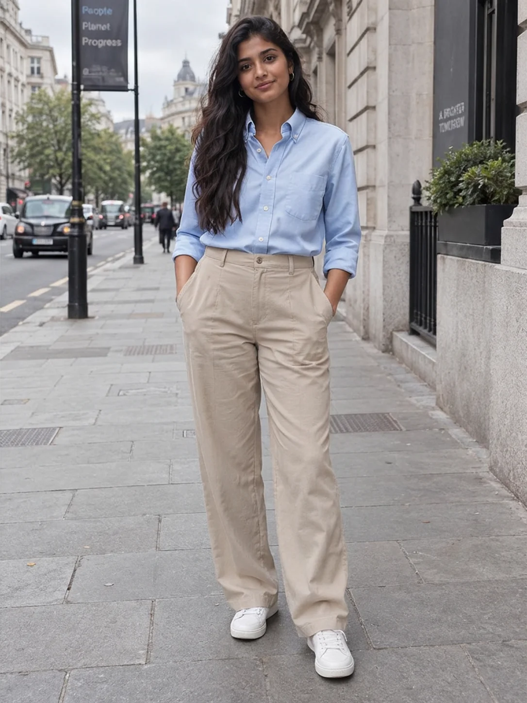 Result: person C wearing the blue shirt with rolled sleeves