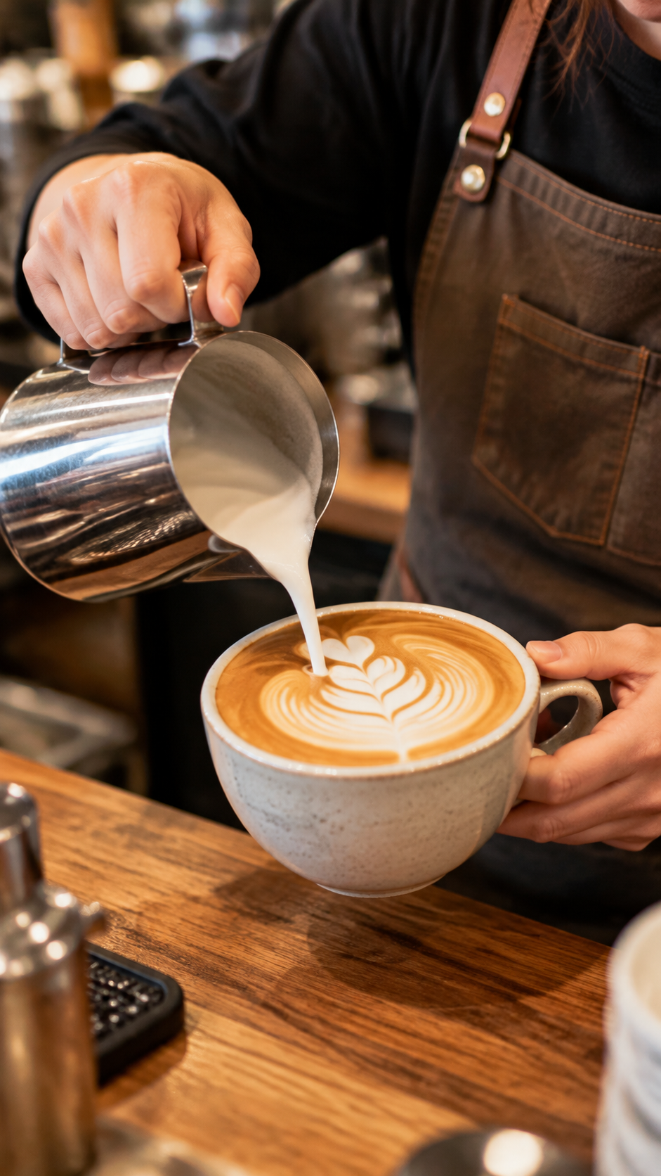 Latte art being poured First frame
