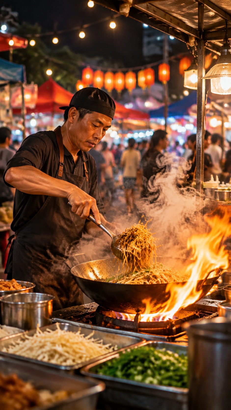 Night-market noodles First frame