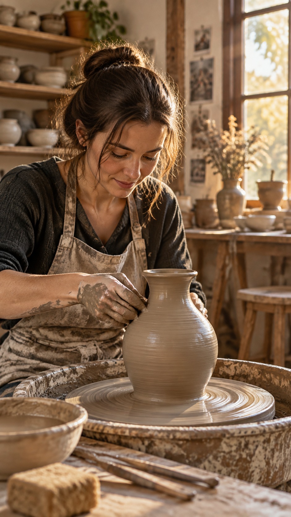 Pottery on the wheel First frame