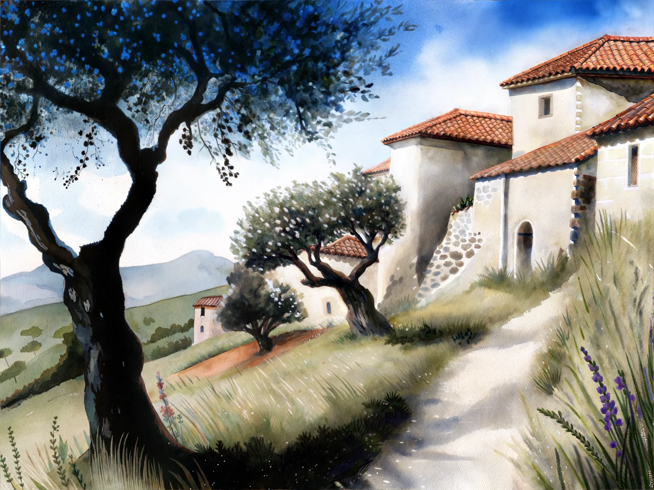 Watercolor town result display preview: 1280 × 959