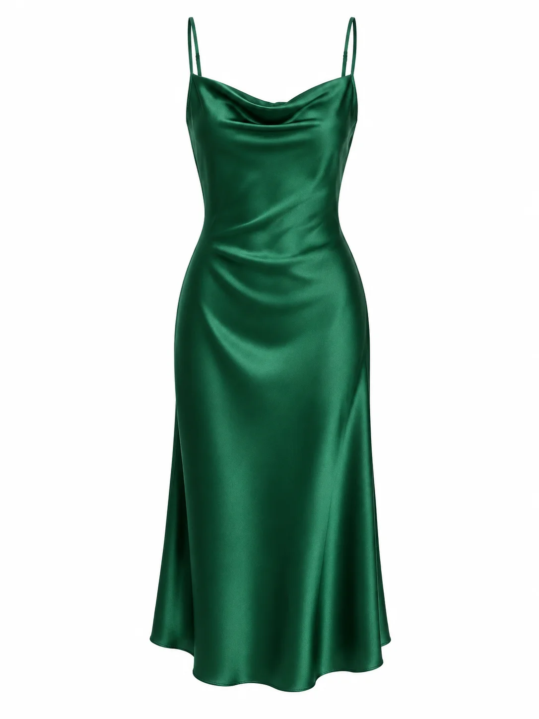 Input garment: emerald satin slip dress