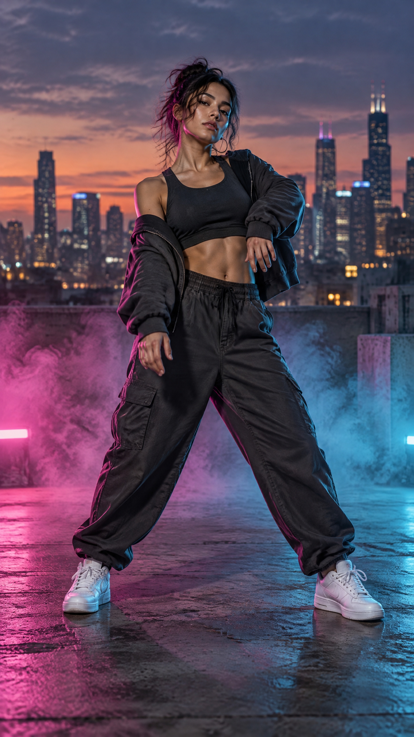A whole street routine on a different performer: character reference image