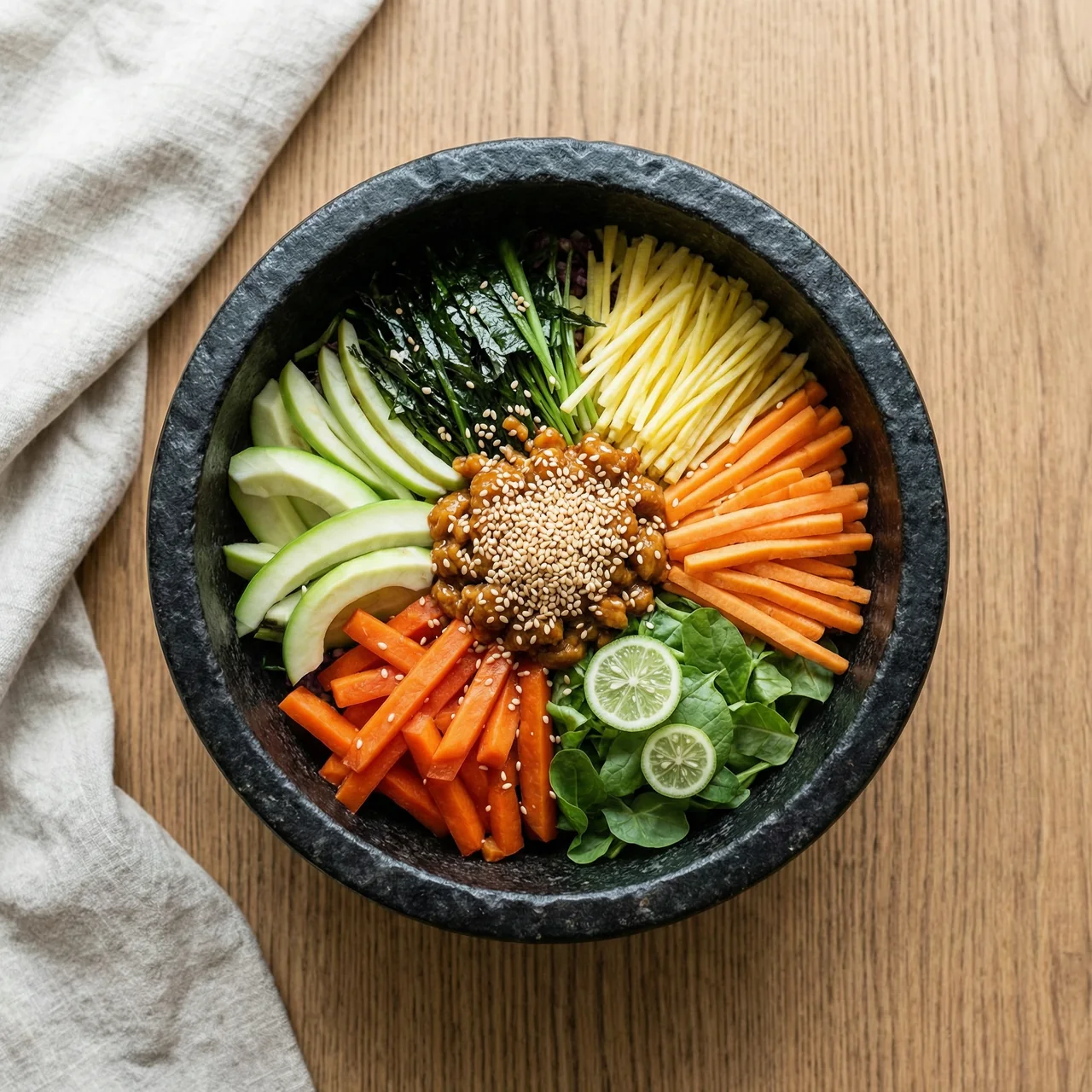 Bibimbap Flat Lay