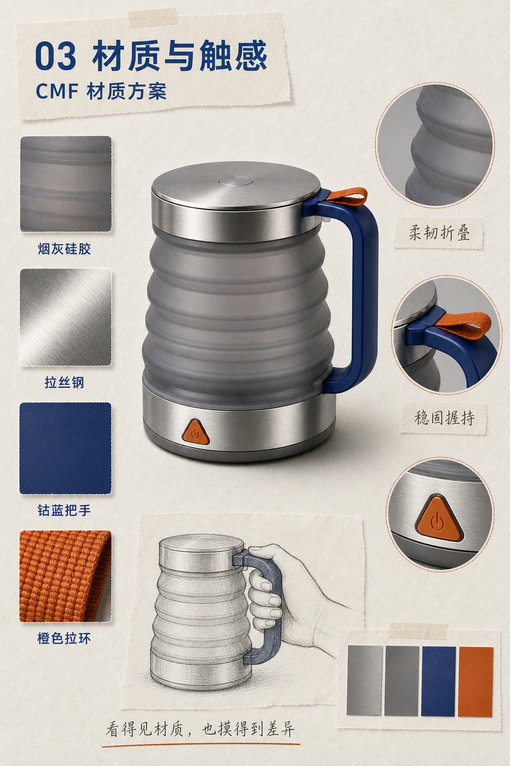 用四张图讲清折叠旅行水壶,作品 3