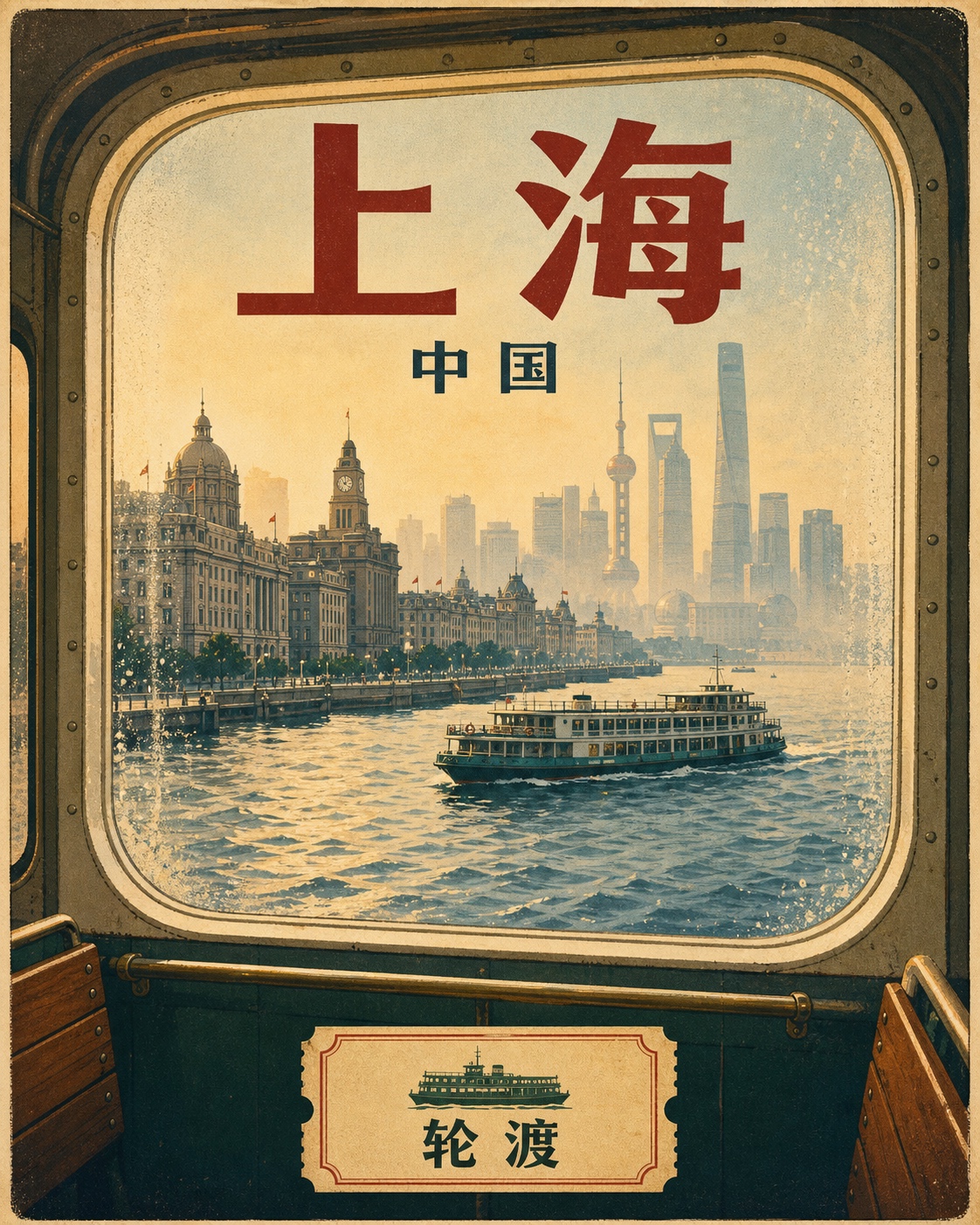 从车窗看城市:四段复古旅行海报,作品 2