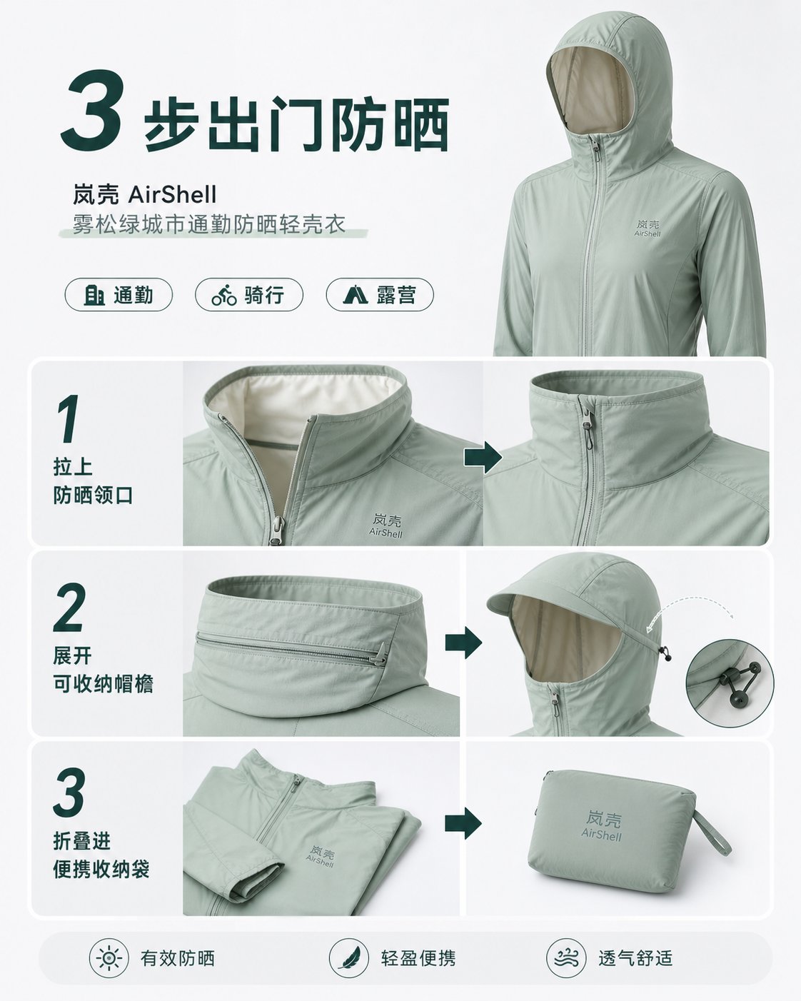 用四张图回答防晒衣购买问题,作品 2