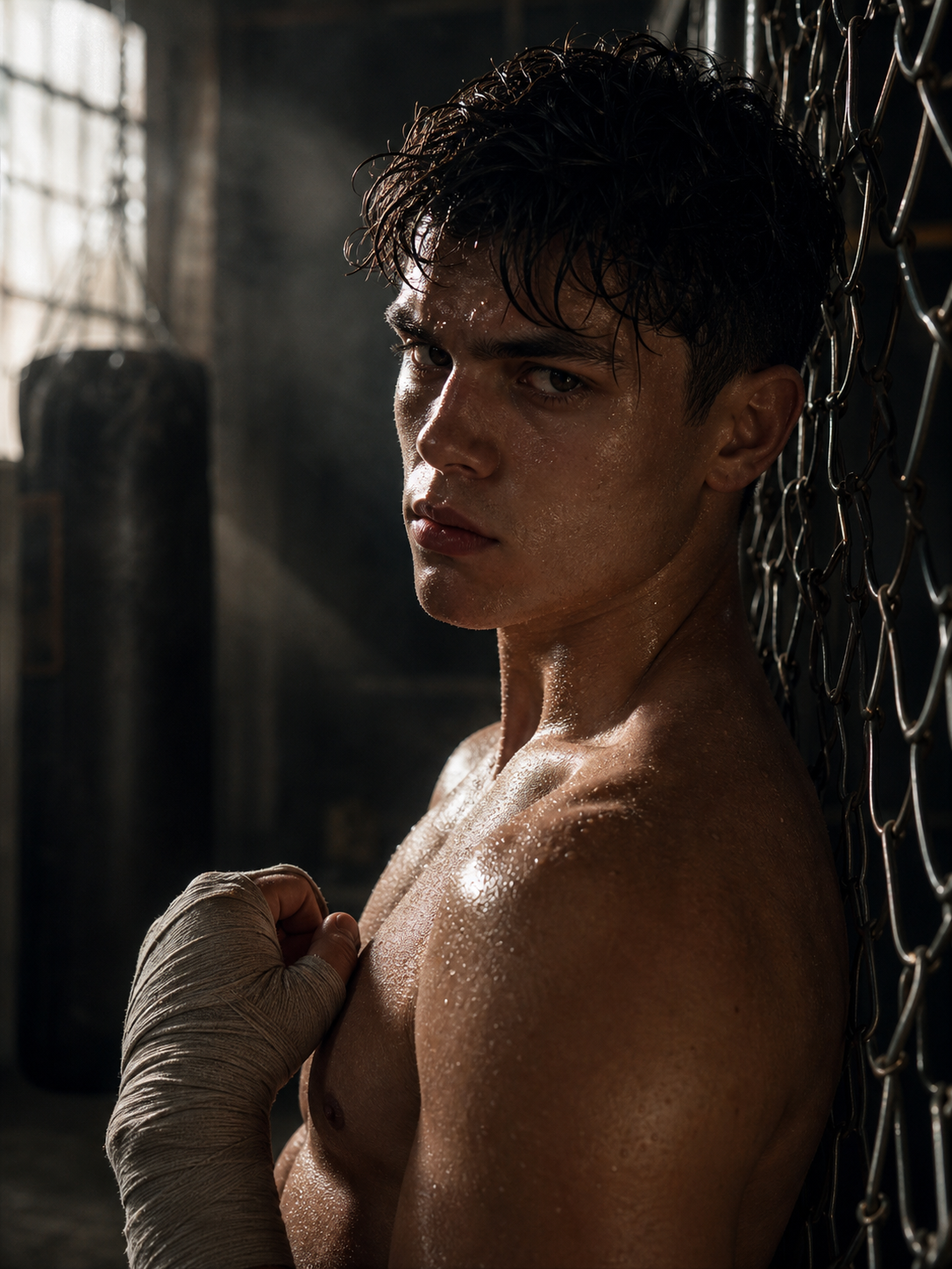Athlete Portrait — Boxing Gym Sweat Detail