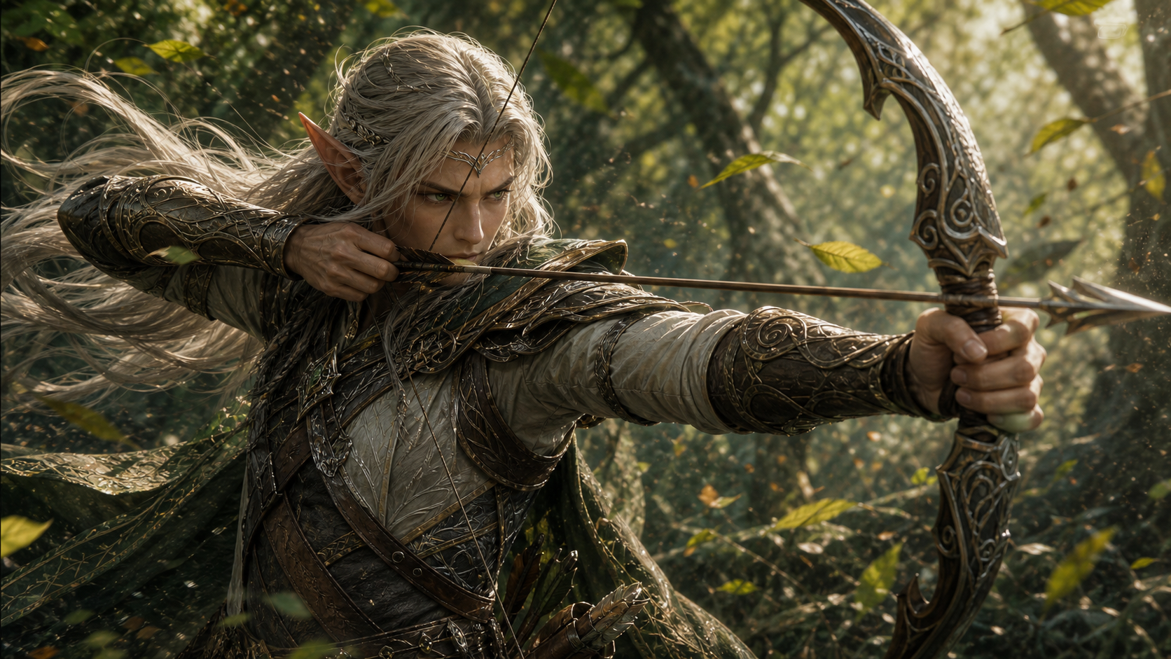 High-Fantasy Elf Archer — Action Pose