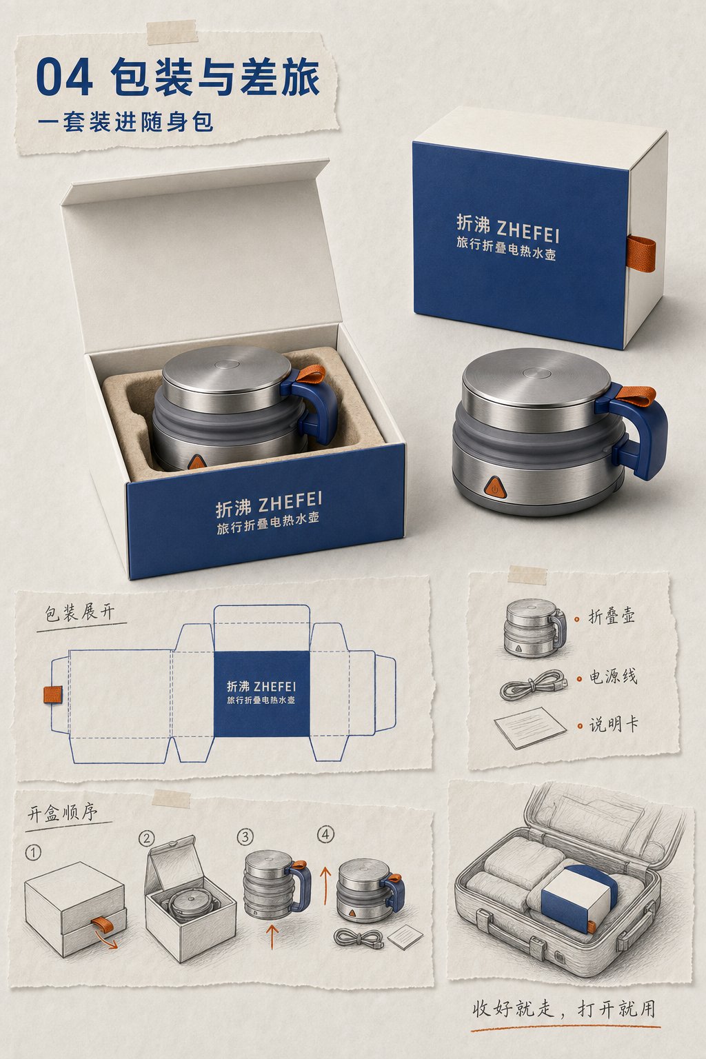 用四张图讲清折叠旅行水壶,作品 4
