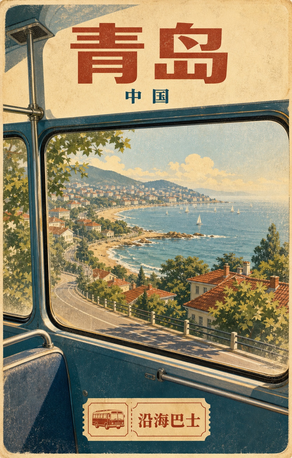 从车窗看城市:四段复古旅行海报,作品 4