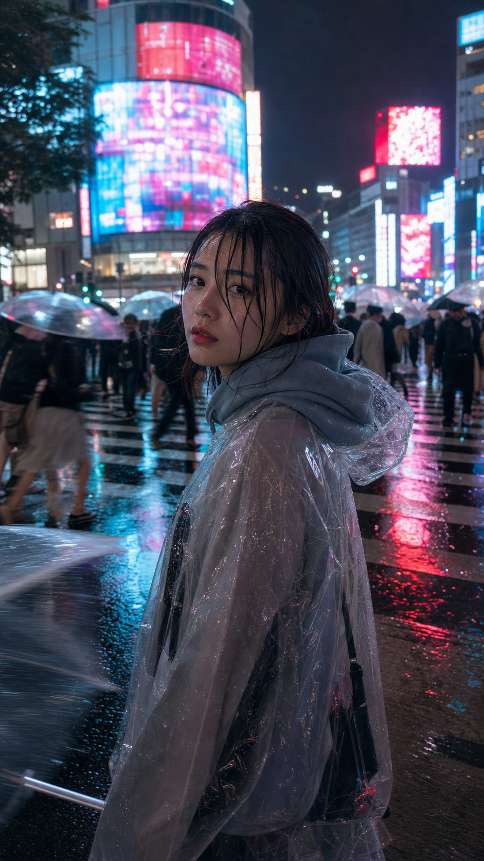 东京涩谷雨夜街头肖像